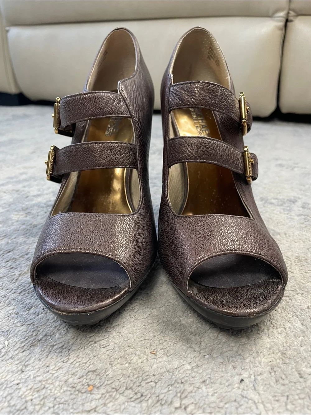 MICHAEL Michael Kors Webster Metallic Bronze Leather Heels Sz 9